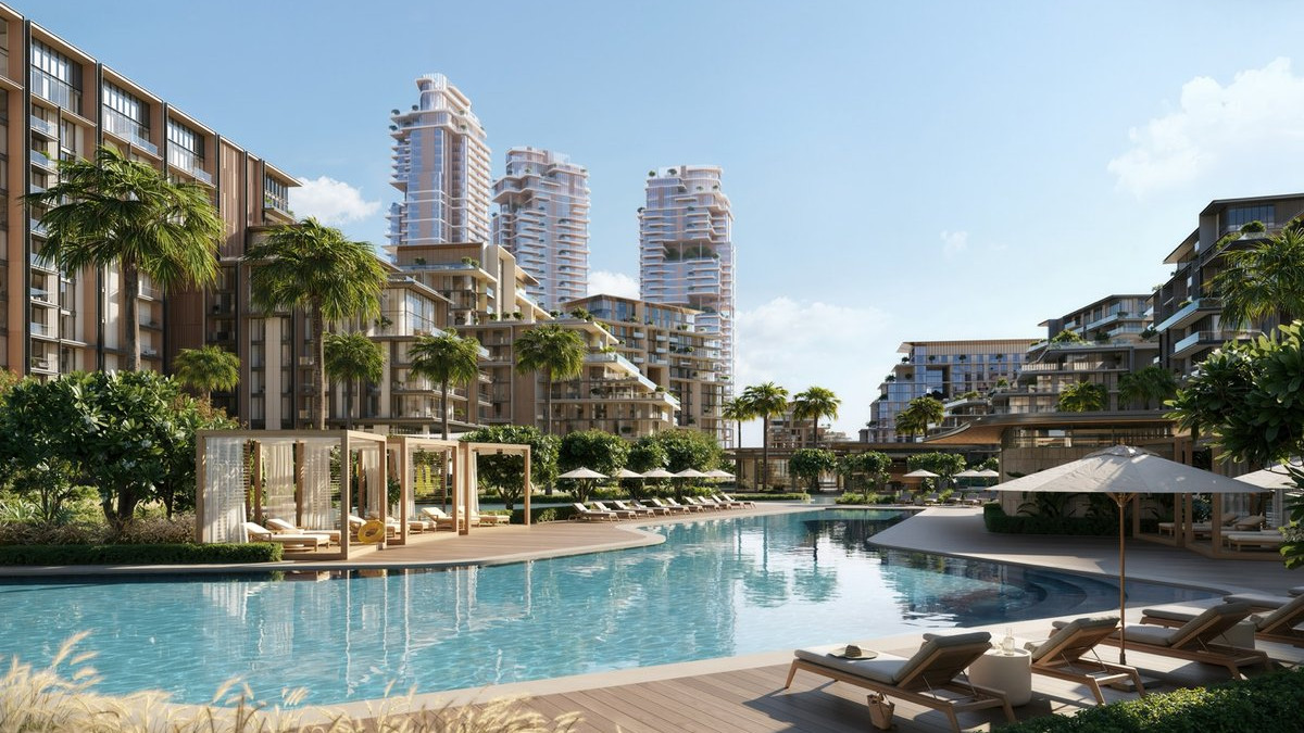 Piscine style plage au cœur du projet City Walk Crestlane 1