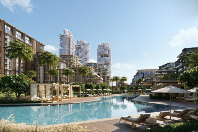 Piscine style plage au cœur du projet City Walk Crestlane 1