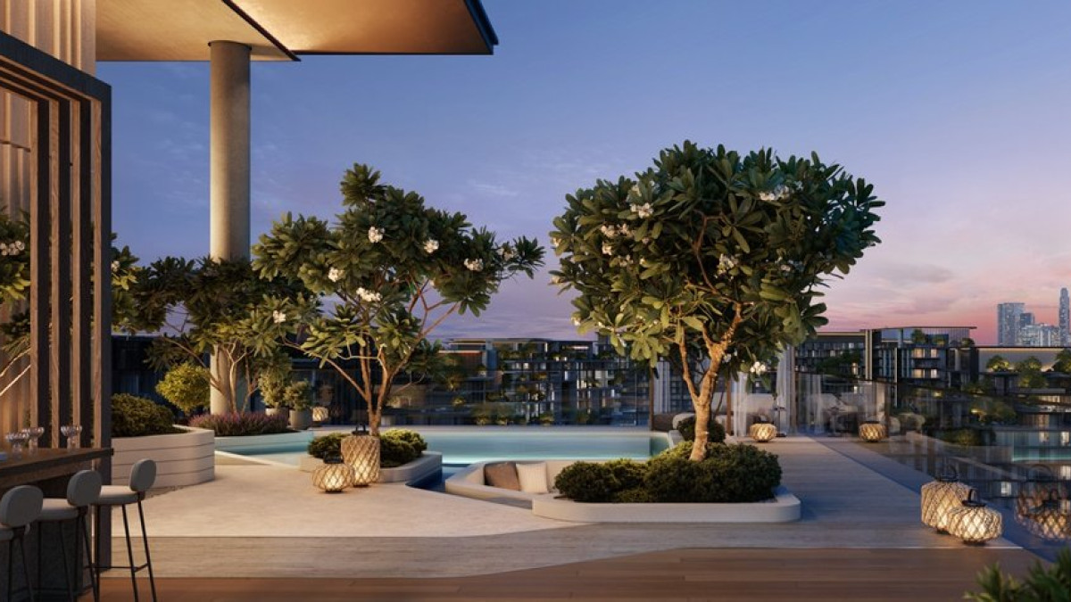 Piscine style plage au cœur du projet City Walk Crestlane 1