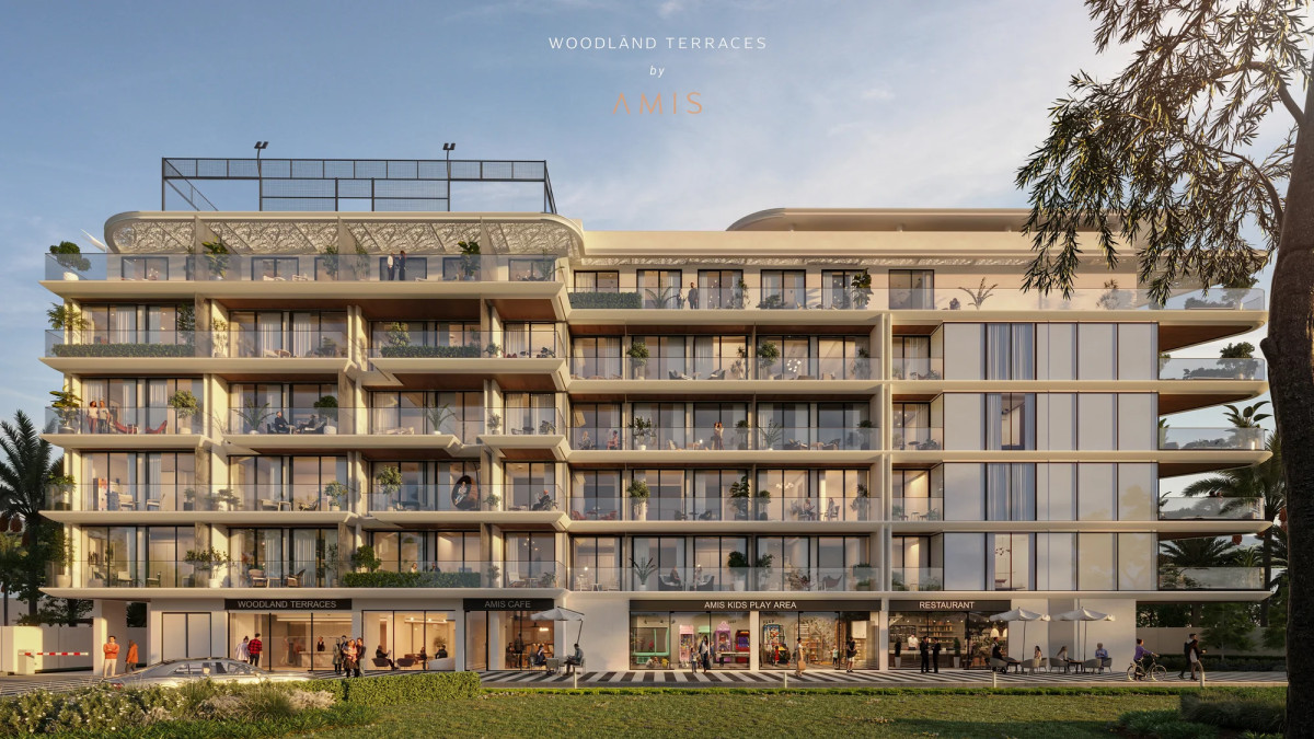 Façade principale de Woodland Terraces by AMIS à Meydan, Dubaï