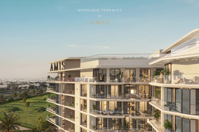 Façade et rooftop de Woodland Terraces à Meydan