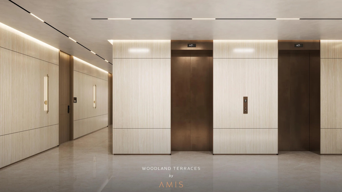 Hall des ascenseurs de Woodland Terraces by AMIS