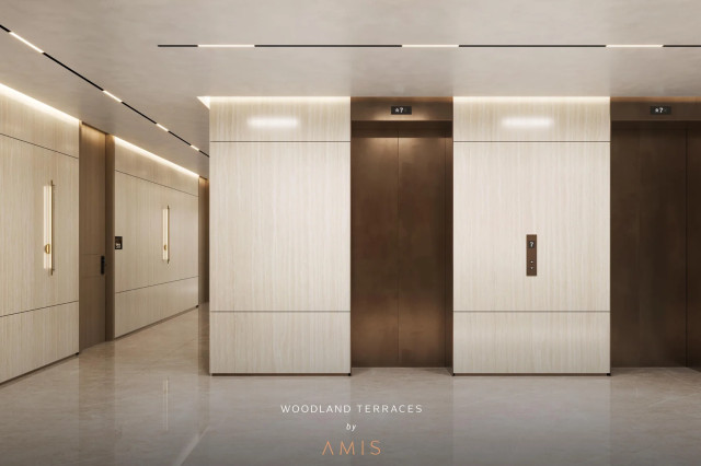 Hall des ascenseurs de Woodland Terraces by AMIS