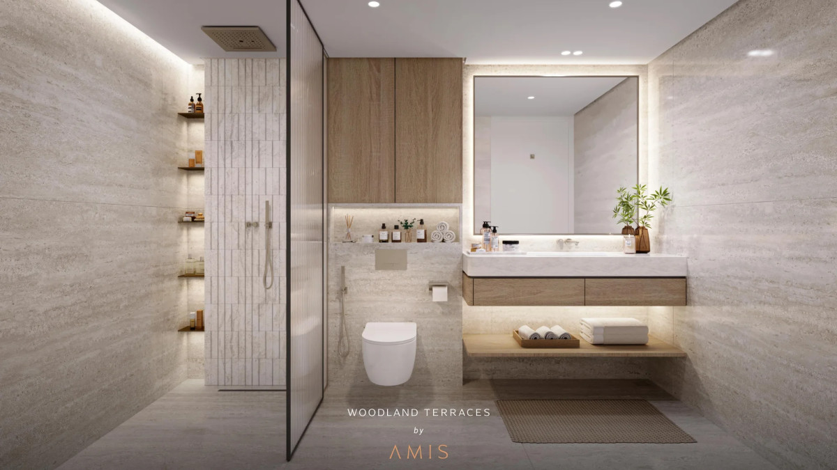 Salle de bain contemporaine de Woodland Terraces by AMIS