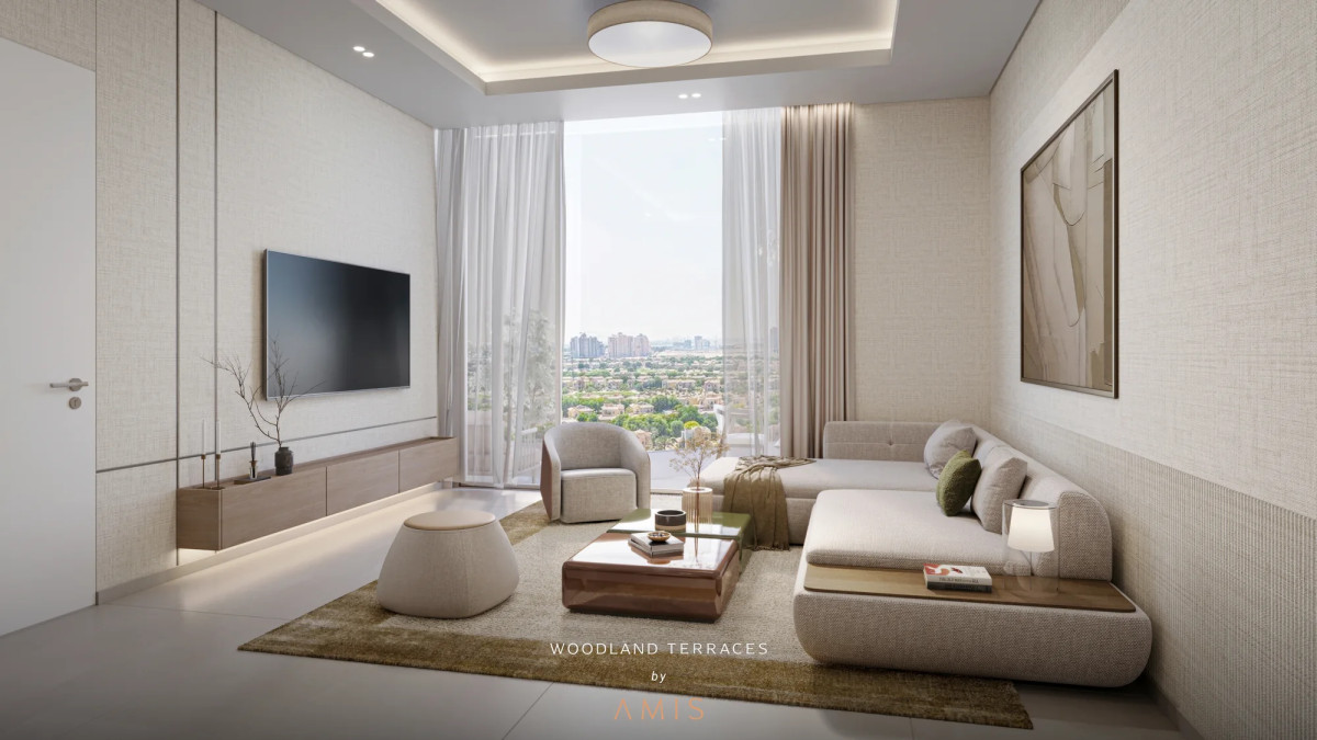 Salon lumineux avec vue dégagée à Woodland Terraces