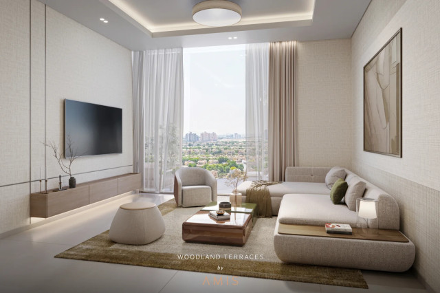 Salon lumineux avec vue dégagée à Woodland Terraces