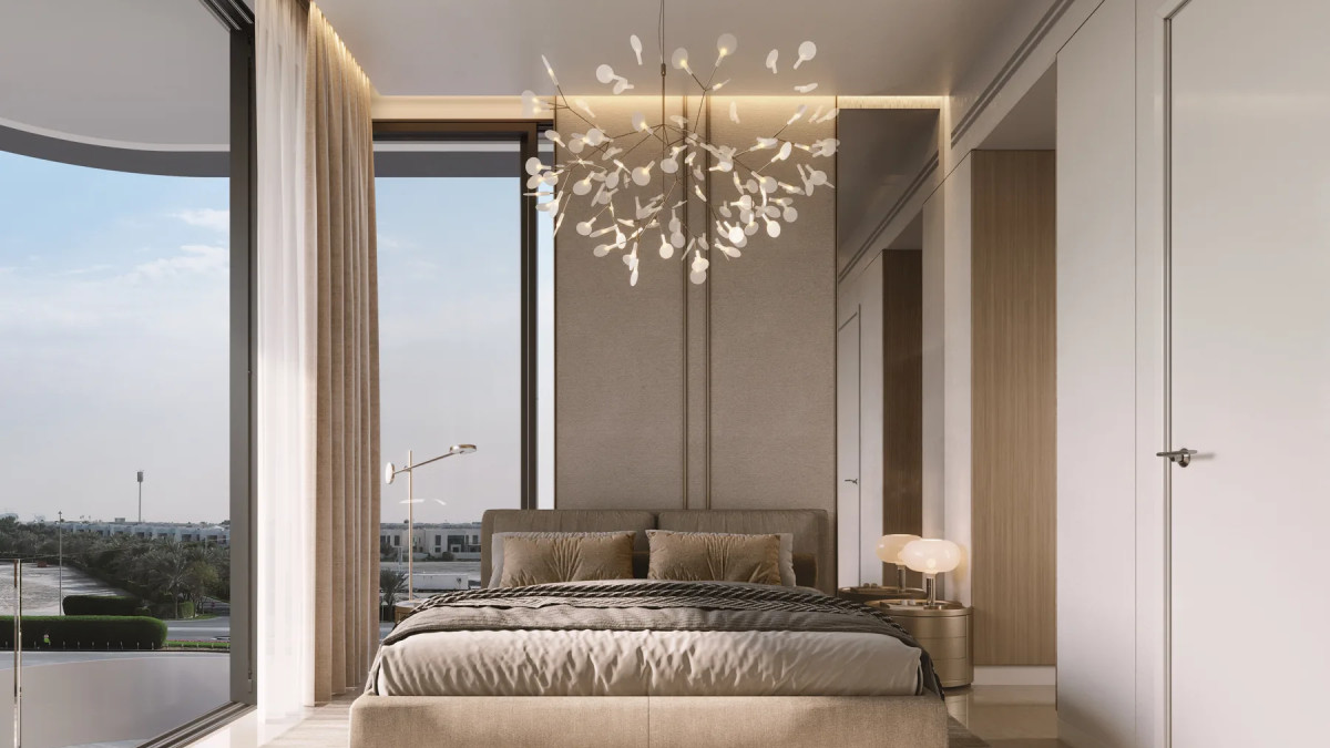 Chambre lumineuse avec baie vitrée à Woodland Crest, Dubaï