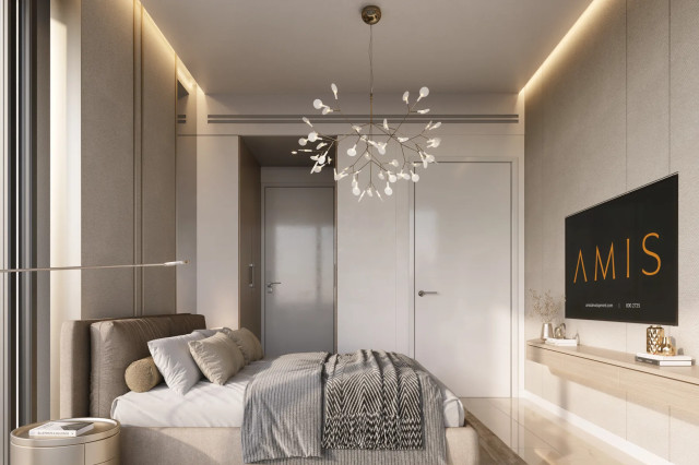 Chambre principale d’un appartement à Woodland Crest by AMIS