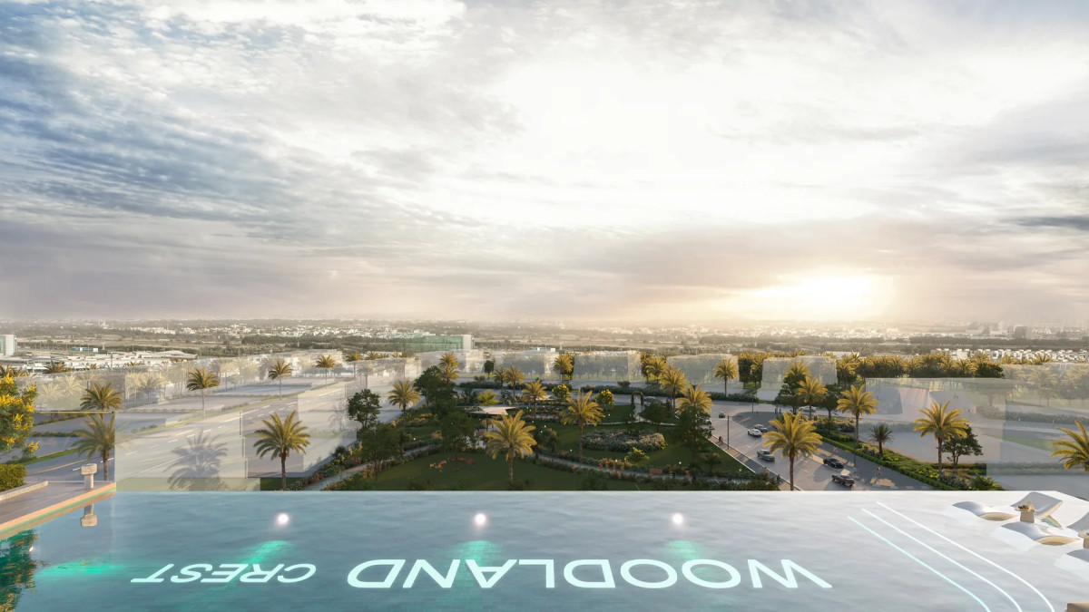 Vue aérienne de l’emplacement de Woodland Crest à Meydan, Dubaï