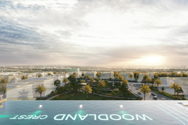 Vue aérienne de l’emplacement de Woodland Crest à Meydan, Dubaï