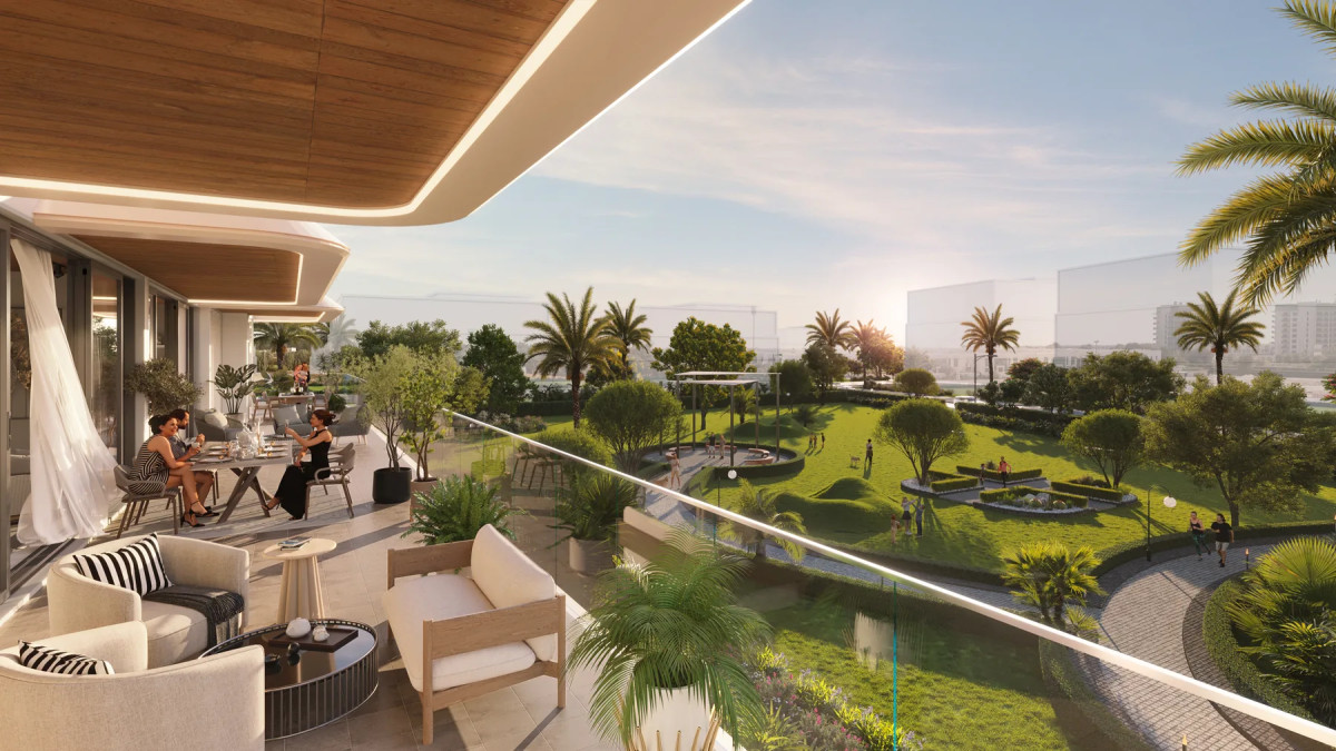 Terrasse aménagée de Woodland Crest avec vue sur les jardins